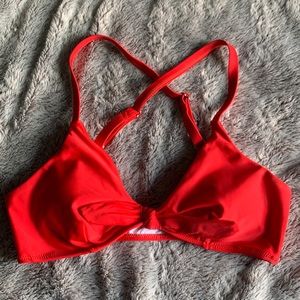 Red Bikini Top Tie-Front